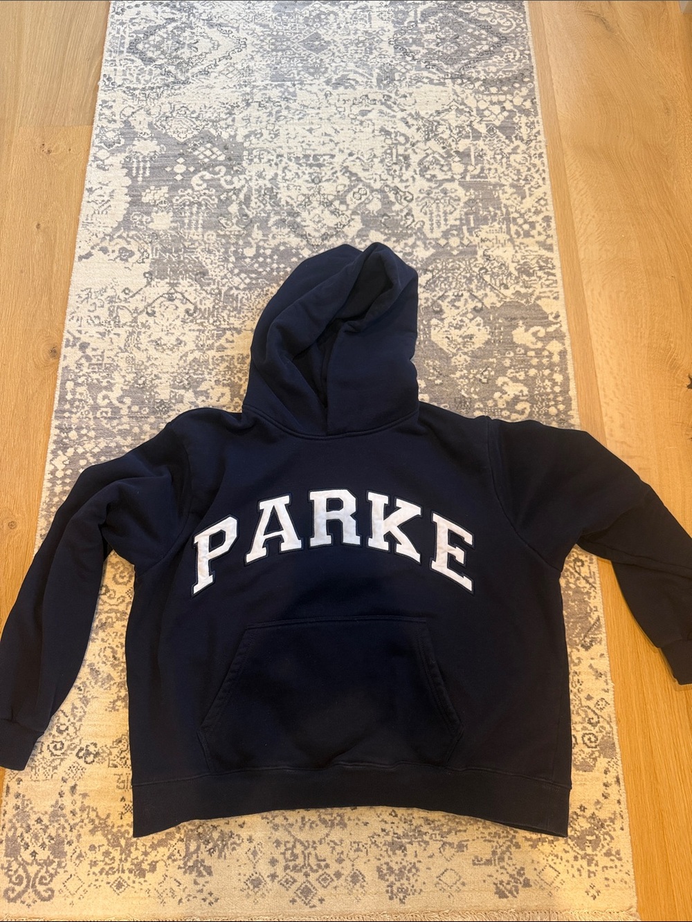 Parke Navy Hoodie with White Varsity Lettering - Picture 1 of 3